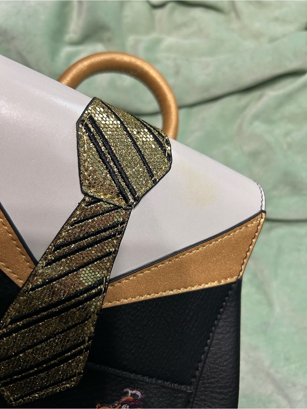Danielle Nicole Harry Potter Hufflepuff Uniform Mini Backpack Sequin tie Gold - Picture 8 of 11